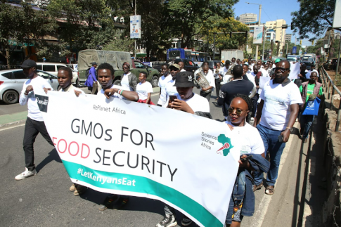Sinh viên cùng nông dân và các nhà khoa học diễu hành trên đường phố Kenya để ủng hộ thực phẩm BĐG